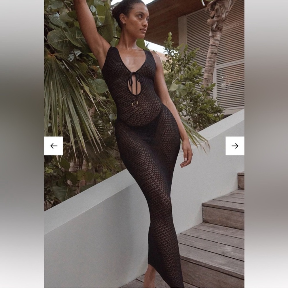 Monday Swimwear Monte Carlo Tie Dress Black Lace Crochet - Picture 2 of 12